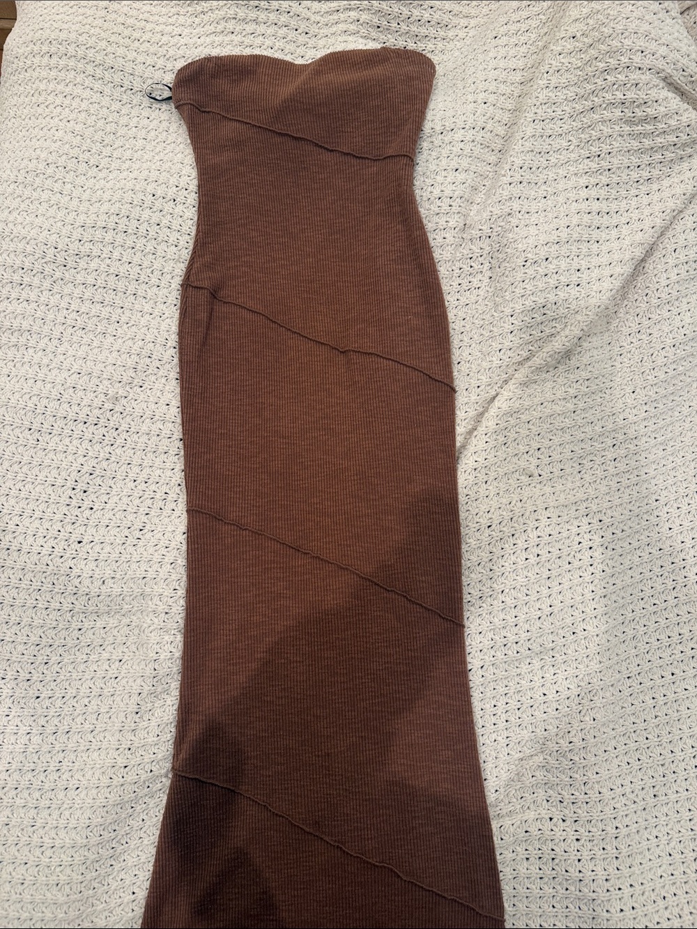 Princess Polly Chocolate Brown Ribbed Strapless Maxi Skirt